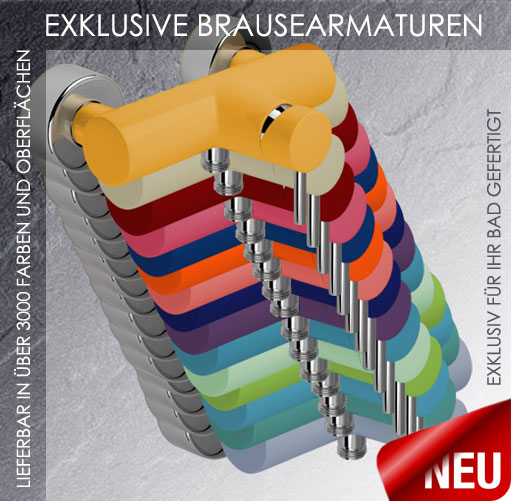 Brausearmaturen lieferbar in �ber 3000 Farben und Oberfl�chen