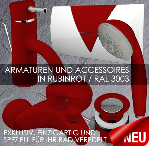 Armaturen und Accessoires in rubinrot - RAL 3003