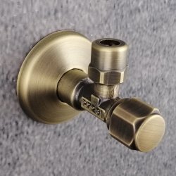 Eckventil 1/2 Zoll x 3/8 - 10 mm bronze-antik selbstdichtend mit Schubrosette 01345-BR bronze