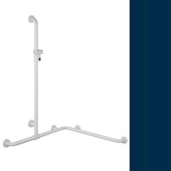 HEWI Reha Duschhandlauf 1185 / 762 mm stahl-blau mit verschiebbarer Brausestange 801.35.300-50