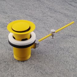 Zugstangen-Ablaufgarnitur gelb 1 1/4 Excenter-Garnitur mit Stopfen RAL 1004 f�r Waschtisch / Bidet