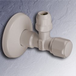 Eckventil 1/2 Zoll x 3/8 - 10 mm pergamon selbstdichtend mit Schubrosette 01345-PM