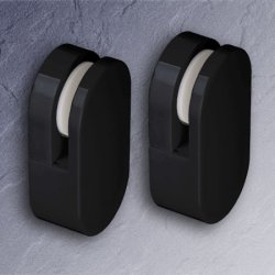 HEWI Spiegelhalter tief-schwarz Kunstsoff 1 Paar f�r Spiegel mit 6 mm St�rke 477.01.100-90