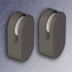 HEWI Spiegelhalter fels-grau Kunstsoff 1 Paar f�r Spiegel mit 6 mm St�rke 477.01.100-95