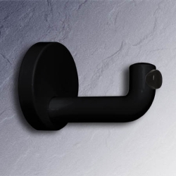 HEWI Haken Einzelhaken tief-schwarz 105 mm lang mit Rosette 70 mm mit T�rpuffer 477.90.035-90