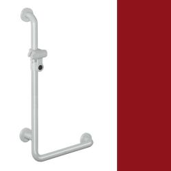 HEWI Reha Winkelgriff 600 / 1100 mm rubin-rot mit Brausehalter 801.33.210-33 Serie 801