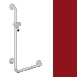 HEWI Reha Winkelgriff 600 / 1100 mm rubin-rot mit Brausehalter 801.33.210-33 Serie 801