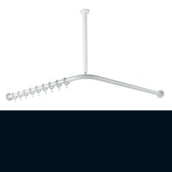 HEWI Duschvorhangstange tief-schwarz L-Form f&uuml;r Dusche 1200 x 1200 mm 801.34.110-90 Serie 801