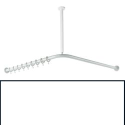 HEWI Duschvorhangstange rein-weiss L-Form f&uuml;r Dusche 1200 x 1200 mm 801.34.110-99 Serie 801