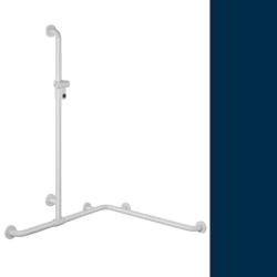 HEWI Reha Duschhandlauf 1185 / 762 mm stahl-blau mit verschiebbarer Brausestange 801.35.300-50