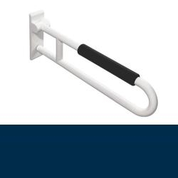 HEWI Reha St�tzklappgriff 600 mm stahl-blau drehbar mit Armpolster 801.50.101-50 Serie 801