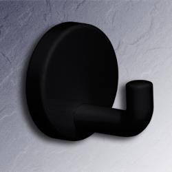 HEWI Haken Einzelhaken tief-schwarz 30 mm lang Rosette 40 mm 801.90.010-90 Wandhaken Handtuchhaken