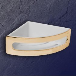 Keuco Elegance NEU Eckschwammkorb 11657 gold weiss 11657010000-GO vergoldet Seifenkorb Duschkorb