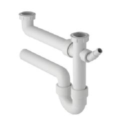 Geberit Spültisch Ablauf 152.715.11.1 für Spüle mit 2 Becken 1 1/2 x 50 mm mit Schlauchanschluss