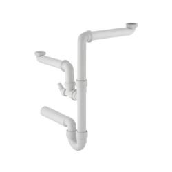 Geberit Spültisch Ablauf 152.818.11.1 für Spüle mit 2 Becken G 1 1/2 x 50 mm Anschl. für WM / GS