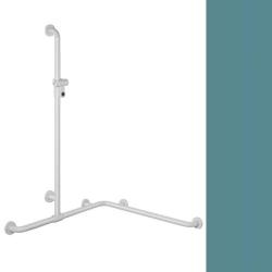 HEWI Reha Duschhandlauf Aquablau 1185/ 762 mm mit verschiebb. Brausestange Blau 801.35.300 55