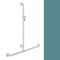 HEWI Reha Duschhandlauf Aquablau 962 mm mit verschiebbarer Brausestange Blau 801.35.410 55